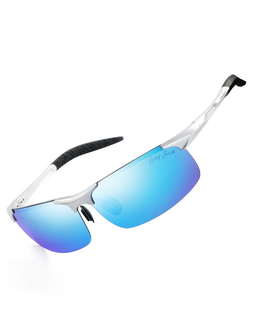 grey jack Lightweight Al-Mg Alloy Metal Half-Frame Polarized Sports Sunglasses for Men Women