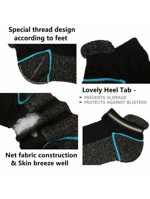 Copper Infused Athletic Low Cut Socks for Mens and Womens - Moisture Wicking Ankle No Show Socks with Tab 4/5 Pairs