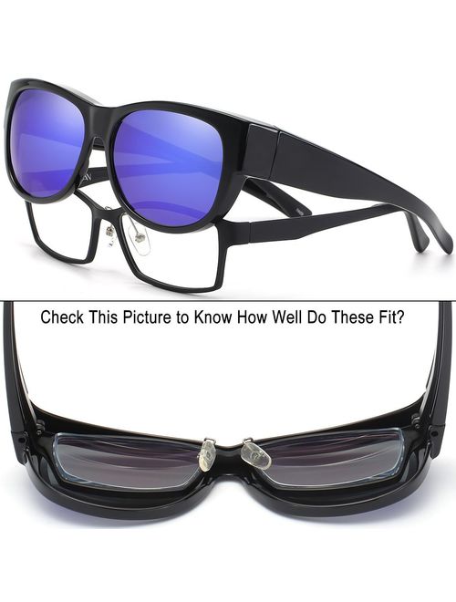 CAXMAN Fits Over Glasses Sunglasses Polarized Lens for Women Men Medium Size