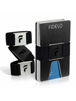 FIDELO Minimalist Wallet for Men - Slim Credit Card Holder Money Clip - RFID Blocking Front Pocket Mens Wallets