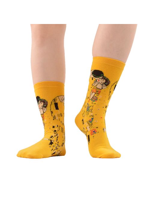 WeciBor Womens Funny Printed Casual Combed Cotton Crew Socks Packs