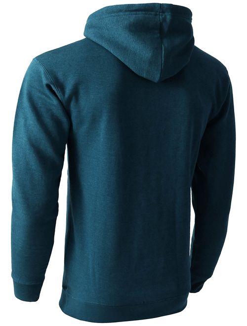 Hat and Beyond Mens Fleece Pullover Hoodie Heavyweight Sweatshirts 1HCA0009 (1maB019_cyancav, Small)