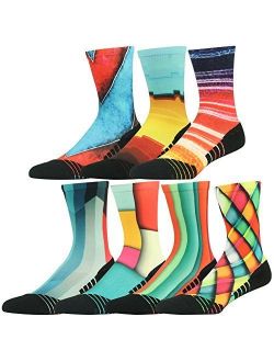 HUSO Unisex Fashion Digital Printing Sports Crew Hiking Socks 6, 7 Pairs