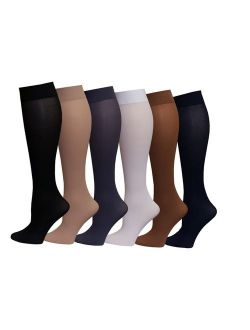 6 Pairs Women's Opaque Spandex Trouser Knee High Socks Queen Size 10-13