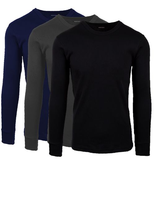 ANDREW SCOTT Men's 3 Pack Premium Cotton Top Base Layer Long Sleeve Crew Neck Shirt