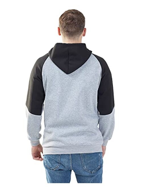Mooncolour Mens Contrast Color Pullover Fleece Hoodie Cozy Sport Outwear