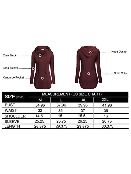 BEPEI Women Tunic Hoodies Long Sleeves Pocket Crewneck Dressy Shirts