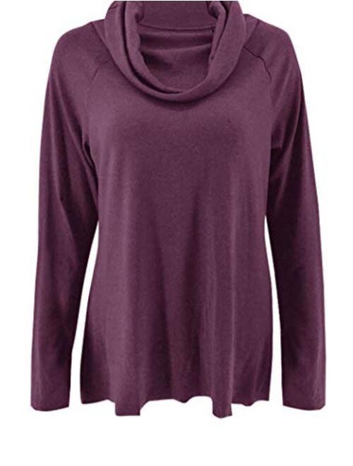 Minclouse Women's Long Sleeve Cowl Neck Sweater Pullover Turtleneck Casual Loose Sweatshirts Tunic Tops