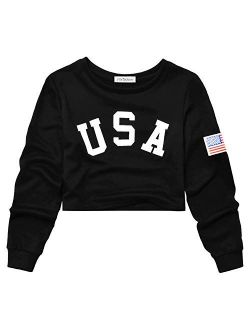 Cropped Sweatshirts for Women, Long Sleeve Cute Crop Top Shirt Cotton Pullover