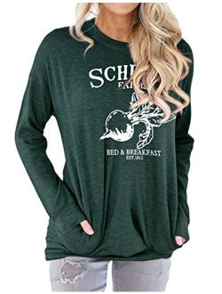 OUNAR Women Good Vibes Sweatshirt Long Sleeve Shirt Comfy Blouse Rainbow Graphic Casual