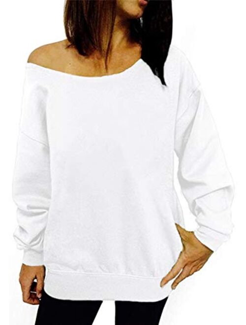 GSVIBK Womens Off Shoulder Sweatshirt Long Sleeve Black Sweatshirts Leopard Print Tops Slouchy Pullover Shirts