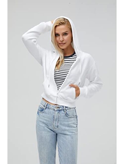 Germinate Cropped Zip Up Hoodie Women White Black Grey Cotton Fleece Zipper Short Crop Sweatshirt Jacket Sweater Oversized