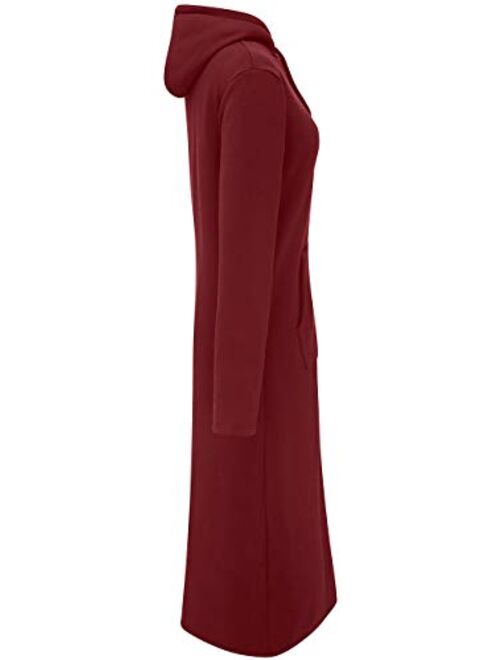 WenVen Womens Plus-Size Long Sleeve Pullover Fleece Hoodie Sweatshirt Dress
