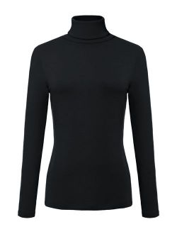Women's Solid Turtleneck Long Sleeve Sweatshirt