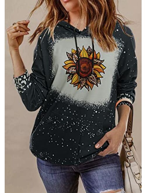 Yanekop Womens Sunflower Printed Off Shoulder Sweatshirt Pullover Casual Top Shirts