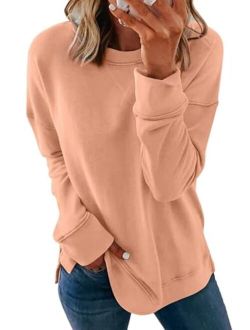 Women's Casual Crew Neck Sweatshirt Loose Soft Long Sleeve Pullover Tops