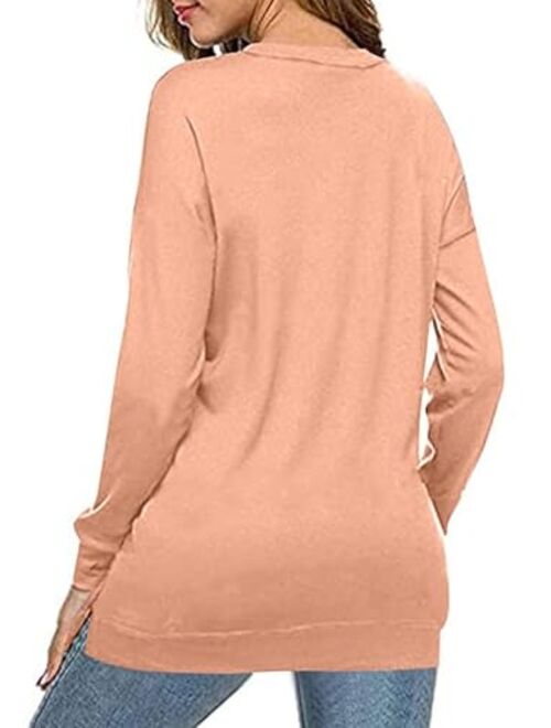 Dokotoo Women's Casual Crew Neck Sweatshirt Loose Soft Long Sleeve Pullover Tops
