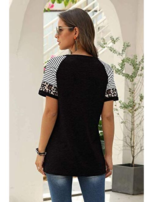 SLIMMING GRIL Women's Long Sleeve Color Block Tunic Tops Blouse Sweatshirt