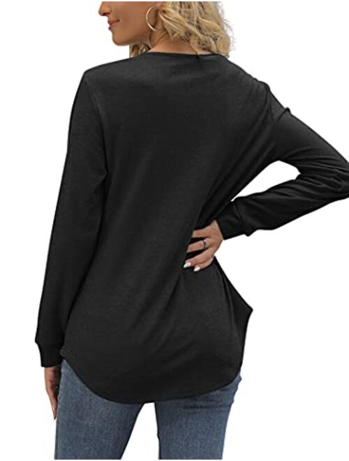 Aokosor Womens Long Sleeve Tops Casual Crewneck Tunic Sweatshirts for Legings