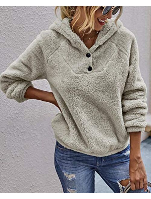 KUFV Women Long Sleeve Pullover Jumper Zipper Fleece Top Sweaters 