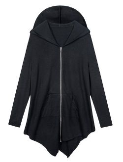 AMZ PLUS Women Plus Size Lightweight Full Zip Up Hooded Sweatshirt Hoodie Jacket