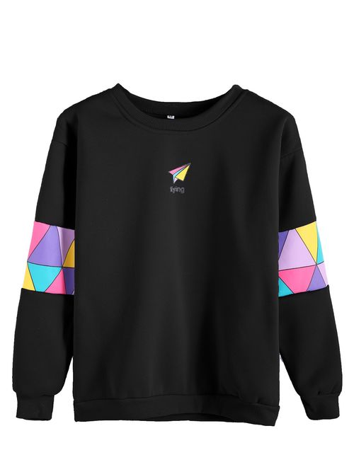 S-Fly Womens Long Sleeve Crewneck Kangaroo Pocket Floral Print Sweatshirts 