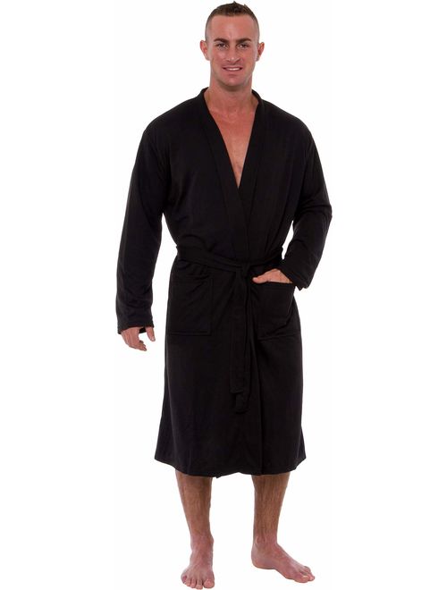 Ross Michaels Men's Lightweight Robe - Luxury Knit Sleep Jersey Bathrobe w/Tie Waist