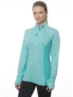 Active Women's Zip Mock Neck Long Sleeve Fleece Pullover Sweatshirt