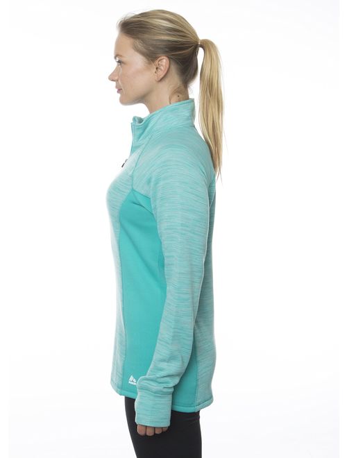RBX Active Women's Zip Mock Neck Long Sleeve Fleece Pullover Sweatshirt