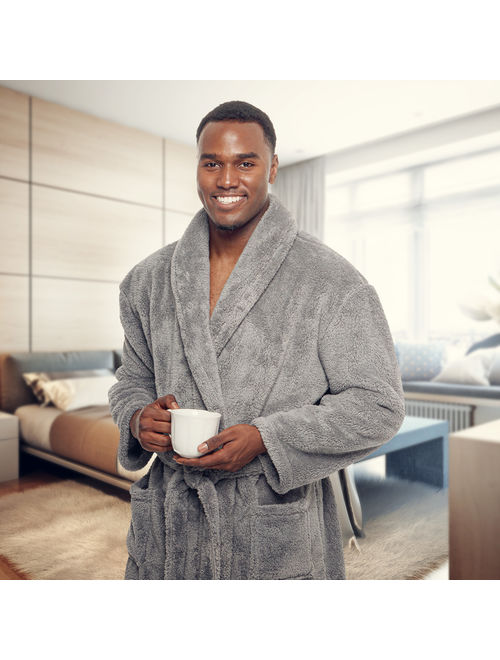 Ross Michaels Mens Luxury Plush 400gsm Big and Tall Mid Length Robe