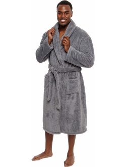 Mens Luxury 400gsm Sleep Robe - Mid Length Plush Big and Tall Bathrobe
