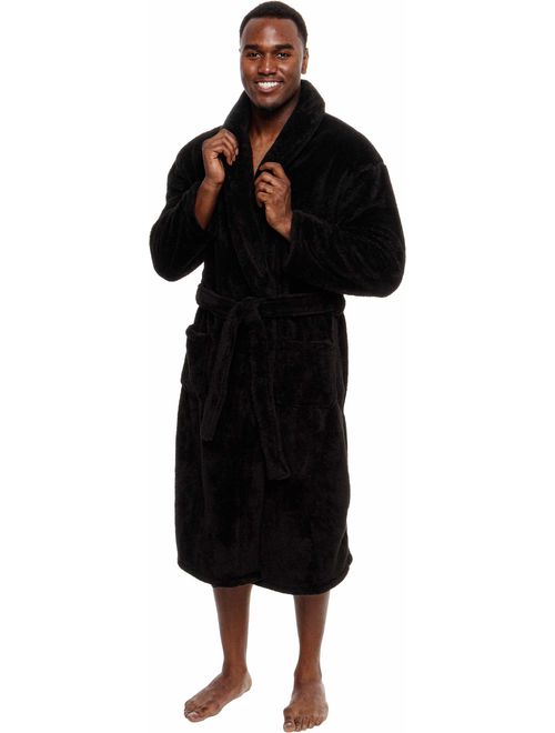 Ross Michaels Mens Luxury 400gsm Sleep Robe - Mid Length Plush Big and Tall Bathrobe
