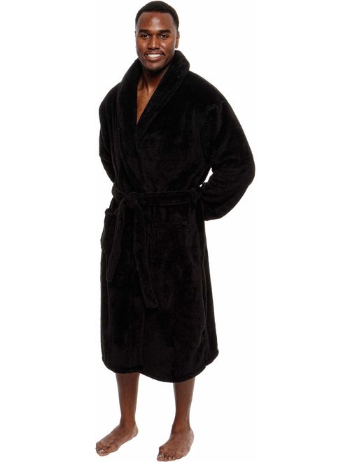 Ross Michaels Mens Luxury 400gsm Sleep Robe - Mid Length Plush Big and Tall Bathrobe