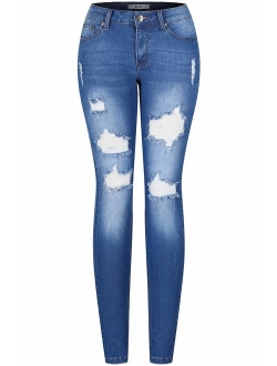 2LUV Women's Trendy Colored Distressed Skinny Jeans