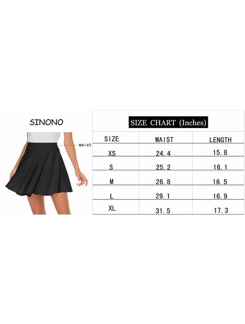 Sinono Basic Stretchy Solid Flared Casual Mini Pleated Skater Skirt
