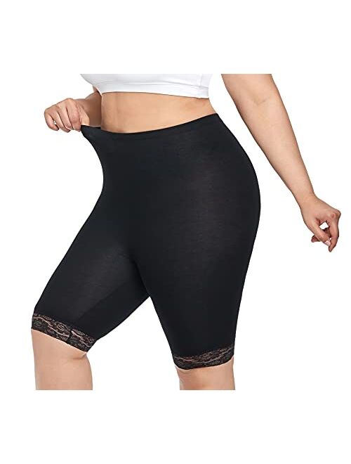 Cheapestbuy Women's Plus Size Ultra Soft Short Leggings Pants Lightweight Breathable Mid Thigh Stretchy Slips Shorts