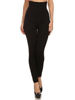 YELETE Empire Waist Compression Leggings, French Terry Lining Tummy Control 