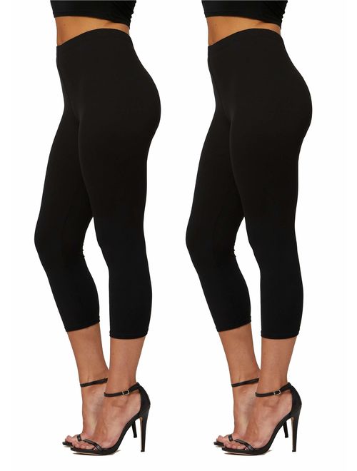 Conceited Premium Ultra Soft High Waisted Capri Leggings for Women - Regular and Plus Size - Many Colors