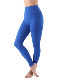 AEKO Women's Thick Yoga Soft Cotton Blend High Waist Compression Leggings with Tummy Control 