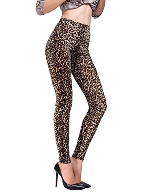 RIKKI Women's Elastic Large Leopard Print Gradual Change Leggings