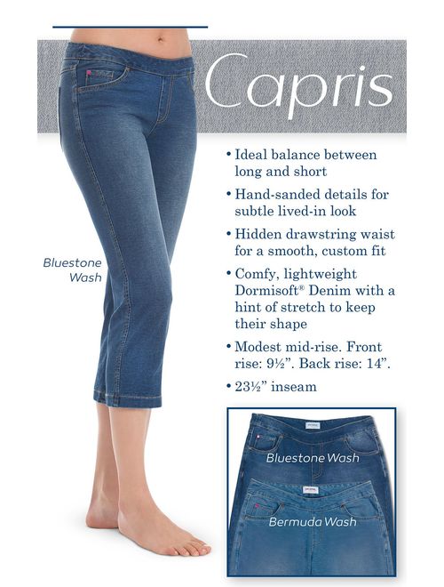 PajamaJeans Capri Pants for Women - Stretch Denim Capris for Women