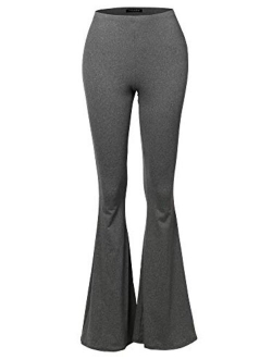 SSOULM Women's Stretchy Wide Leg High Waist Bell Bottom Flare Pants with Plus Size