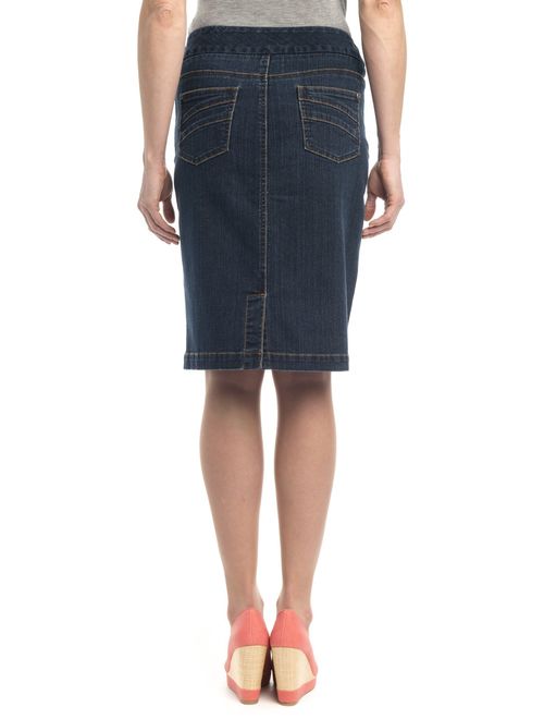 Rekucci Womens Jean-ius fit Unbelievable Pull-On Denim Skirt