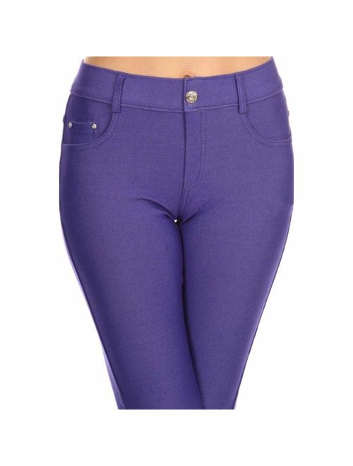 YELETE Women's Basic Five Pocket Stretch Jegging Tights Pants