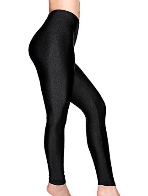 Romastory Women's Stretched Shiny Sports Leggings Elastic Pants Leggings Tights