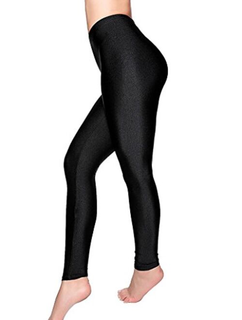 Romastory Women's Stretched Shiny Sports Leggings Elastic Pants Leggings Tights