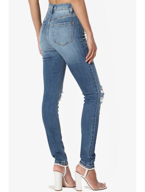 TheMogan Vintage Distressed Washed Stretch Denim Skinny Jeans