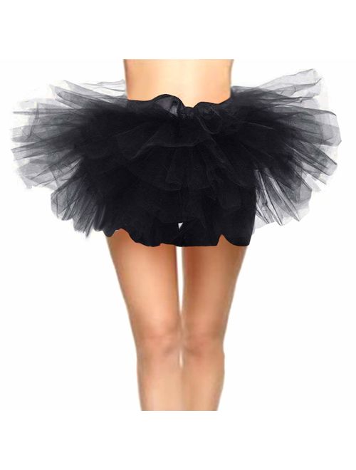 CahcyElilk Women's Mini Puffy 6-Layered Ballet Run Halloween Tutu Costume