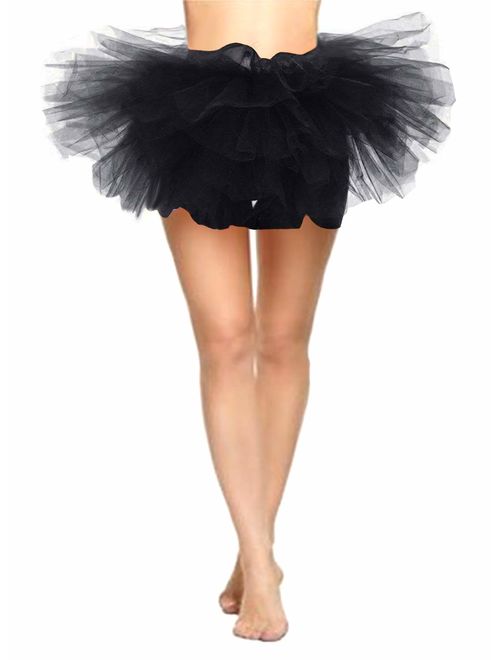 CahcyElilk Women's Mini Puffy 6-Layered Ballet Run Halloween Tutu Costume