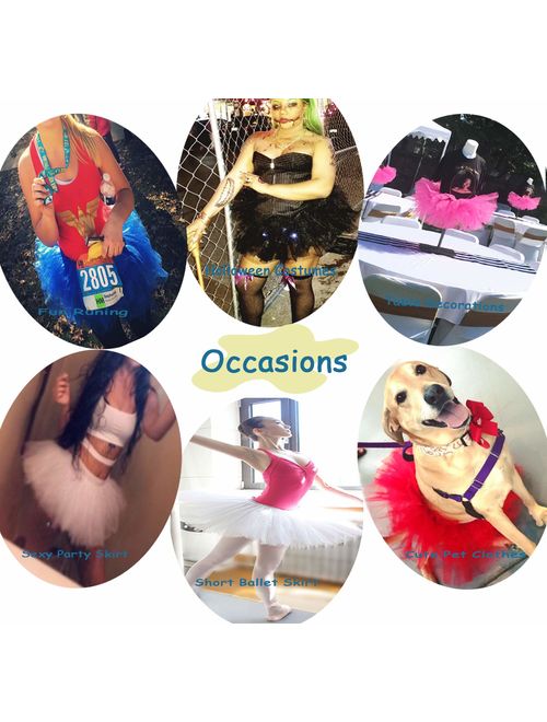 CahcyElilk Women's Mini Puffy 6-Layered Ballet Run Halloween Tutu Costume